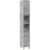 vidaXL Armadietto Bagno Grigio Cemento 30x30x190 cm Legno Multistrato