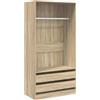 vidaXL Armadio Aperto con Cassetti e Scomparto con Appendiabiti Robusto Classico Elegante Guardaroba Rovere Sonoma 100x50x200 cm in Truciolato