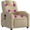 vidaXL Poltrona reclinabile massaggiante in tessuto color crema