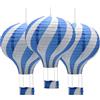 Ruidee 3 Pezzi Lanterna di Carta Mongolfiera 12 inch Lanterna da Appendere Stripe Set per Festa, Party, Casa, Matrimonio (Blue)