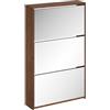 vidaXL Scarpiera con Specchio a 3 Livelli Rovere marrone 63x17x102,5cm