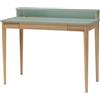 RAGABA ASHME Scrivania con Cassetto, Gestione dei Cavi, Legno Massello di Frassino FSC, MDF | L110 x P56 x H75cm | Verde Salvia