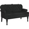 vidaXL Panca con schienale nera 119,5x64,5x75 cm in velluto