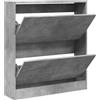 vidaXL Scarpiera Grigio Cemento 80x21x87,5 cm in Legno Multistrato