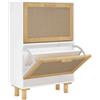 vidaXL Scarpiera Bianca 52x25x80cm Legno Multistrato e Rattan Naturale