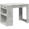 vidaXL Scrivania con Cassetto Ripiano Grigio Cemento Legno Multistrato