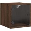 vidaXL Comodino con Anta in Vetro Rovere Marrone 35x37x35 cm