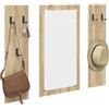 vidaXL Appendiabiti a Muro con Specchio Rovere Sonoma 96 x 1,5 x 90 cm, Moderno corridoio, scaffale Rettangolare, Appendiabiti a Muro, mensole salvaspazio per organizzare