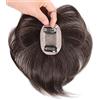 LesafeV Extension di veri capelli umani fatti a mano con pizzo dritto con clip sulla fronte, per donne con capelli diradati, 5 x 8 cm/18 cm, colore nero naturale