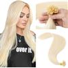 MY-LADY Capelli Umani Veri Extensions Bondings 40 cm #60 Biondo Platino, Cheratina U-Tip Capelli Umani Veri Highlight Extension Capelli, 50 Ciocche 1g/s 50g