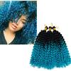 Silk-co 35cm Crochet Hair Braids Extension Afro Treccine Kinky Curly Capelli Finti Ricci Intrecciati Trecce-Nero Scuro a Blu