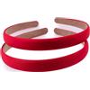 Mytoptrendz 2 cerchietti per capelli in tinta unita, sottili, antiscivolo, in tessuto satinato, per bambini e adulti, accessori di base, 15 mm (rosso)