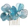 Blausky 1 pettine per capelli da sposa, 7 x 6 cm, elegante pettine per capelli da sposa, con perle, in metallo, per donne e damigelle, colore: blu
