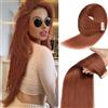 YDDM Extension Capelli Veri Biadesivo 20pcs 60cm 50g Marrone scuro rossastro extension biadesive capelli veri Tape In Extension Capelli Veri Extension Adesive Capelli Veri(14inch,33A#)
