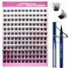 FADLASH Estensioni singole ciglia, 120 pezzi, con eyeliner blu, ciglia 40D 0.07 D, ricciolo 8-16 mm, vassoi misti, ciglia fai da te, diverse forme