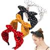 JSTHHTT 4 Fasce per Capelli Larghe con Lazo e Orechie di Coniglio, fascia capelli donna, Fasce Elastiche Vintage a Punti per Donne e Ragazze, Accessori per Capelli Boho per Tutti i Giorni