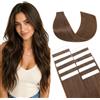 Silk-co Extension Adesive Capelli Veri Biadesivo #4 Marrone Medio, 10 Ciocche Biadesive 15g per Sfumature/Volume 30cm