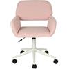 MEUBLE COSY Sedia da Ufficio Girevole Regolabile in Altezza Poltrona da Scrivania Toelette Seduta in Velluto a Coste con Ruote per Studio Camera da Letto, Rosa