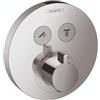 hansgrohe ShowerSelect S Modern Minimalist Auto Temperature Control Thermostatic Shower Valve Trim with Diverter in Chrome, 15743001