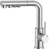 SREWOHS PRO Rubinetto Cucina con Doccetta Estraibile, 3 Modalità di Getto con Getto a Lama, Rubinetto da Lavello a Forma di L in Acciaio Inox 304, Monocomando Girevole 360°, Nichel Spazzolato, 1 Foro