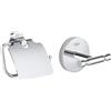 GROHE Porta Rotolo Essentials Cromo 40367001, Cromo + Grohe Gancio Baucosmopolitan Neutral, Cromo, 40461001