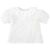 BABIDU Camisa bebé Niña Algodón Plumetti, Cuello Volante Fruncido Y Manga Corta con Elástico Camicia, Bianco, 18 Months Unisex-Bimbi