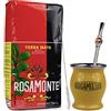 Yerbee Yerba Mate Rosamonte Tradizionale 1 kg |Kit da Tè Mate in acciaio inossidabile: Tazza Mate Giallo - Zucca | Cannuccia Mate - Bombilla | Spazzola per la pulizia