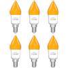 Lustaled Lampadina Piccola a Candela 1800K, Lampadine LED E14 Luce Calda Ambra Blocco della Luce Blu Lampada Notturna 5W per Camera da Letto, Sonno Sano, Luce per Nursery del Bambino, 6 pezzi