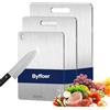 Byffoer 3 taglieri in acciaio inox, spessore in metallo, tappetino da taglio, taglieri per la cucina, all'aperto, campeggio, escursionismo
