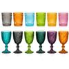 cecaro group Set 12 Pezzi Bicchieri e Calici in Pasta di Vetro Colorato - 6 Calici da 350 ml + 6 Bicchieri Acqua da 300 ml - Linea Piuma