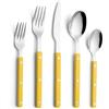 ANNOVA Set di posate, posate in acciaio inossidabile colorate in stile retrò/rivettate,coltelli da tavola, forchette, cucchiai, forchette da insalata e cucchiai da dessert (Giallo,10 Pezzi)