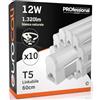Eurocali LED Sottopensile 60cm Raccordabile T5 12W Bianco Naturale 4000K 1320 lumen - Pacco da 10 reglette