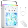 Generic Raffrescatore D'aria Evaporativo Portatile con Telecomando, Serbatoio D'acqua da 1000Ml, Ventilatore a 3 Velocità, 3 Impostazioni del Timer e Luce Led a 7 Colori per Casa, Ufficio e Dormitorio