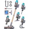Fieety Aspirapolvere Senza Fili 550W/45KPa/60Mins Scopa Elettrica Senza Fili Potente OLED Smart Aspirapolvere Verticale con Luce LED e Carica a Parete per Pavimenti Tappeti Peli di Animalili