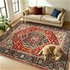 WUTONG Rosso Tappeto Vintage Salotto 80x150 cm Lavabile,Motivo Persiano Antiscivolo Pelo Corto,Passatoia Corridoio Cucina,Scendiletto Camera da Letto Morbido