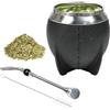 JNEYVIC Tazza Mate 3 Pezzi Tazza Yerba Mate a Doppia Parete 280 ml+ Bombilla Mate+ Spazzola, Tazza in Acciaio Inox 304 Argentina Set di Tazze da Tè Mate Mate Cup Senza BPA per Caffè, Mate, Tè (Nero)