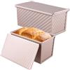 JIEHIN Set di 2 Stampo per Pane in Cassetta, 19 x 9,5 x 8 e 21 x 12 x 11 cm | JIEHIN, Acciaio al carbonio, antiaderente, superficie scanalata, coperchio scorrevole, oro rosa, per toast, plumcake e dolci