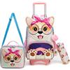 HTgroce Zaino con Ruote per Bambina Cagnolino, Trolley Scuola Staccabile (Uso 2 in 1), Set Completo con Borsa Porta Pranzo, Ideale Regalo per il Rientro a Scuola (Elementari)