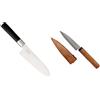 Kai Wasabi 6716S Coltello Santoku, Acciaio Inossidabile, Nero, 16.5 cm & - Coltello da frutta con fodero, modello: Europa DG, riferimento: 3002
