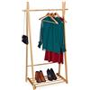 Relaxdays Appendiabiti con Ripiano Portascarpe, Guardaroba con Asta, Autoportante in Legno, 153 x 87,5 x 45 cm, Naturale