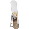 HOMCOM Specchio con piedistallo ad arco 150 cm, grande specchio con ripiano di stoccaggio, montaggio a parete o su piedistallo per camera ingresso, corridoio, bianco