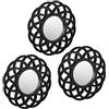 Relaxdays Set da 3 Specchi con Motivi Ornamentali, da Parete, Rotondi, Cornice Decorativa in Plastica, Ø 26 cm, Nero