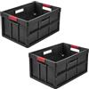 keeeper benno 2x contenitori pieghevoli professionali robusti con manici soft-touch, 45 l, Portata fino a 50 kg, Adatta per carrelli della spesa, 54 x 37 x 27,5 cm, Grigio grafite (Graphite)