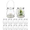 Relaxdays Vasetti Portacandele, Set 12 Lanterne Vetro, Porta Candeline, Interno, Esterno, 10x8,5 cm, Trasparente Argento, Ferro