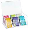 Relaxdays Box Porta tè e Tisane, 6 Scomparti, con Coperchio, 9x22x14,5 cm, Organizer per Bustine, Acrilico, Trasparente