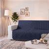 Italian Bed Linen Copridivano Fascia Elegant No Stiro - Waterproof - Proteggi Divano 175x190 cm in Microfibra Trapuntato e Imbottito - Lavabile - Blu Scuro/Grigio Chiaro