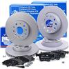 hegehof ATE Set di freni +dischi freno anteriori ¯ 288mm ventilati +posteriori ¯ 272mm pieni e pastiglie freno anteriori +posteriori Compatibile con AUDI A3, Q2, SEAT ATECA, LEON, SKODA KAROQ, VW GOLF 7