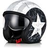 ORIGINE Casco moto Jet Casco da scooter con visiera omologata ECE 22-06(Rebel Star Grey,XL)