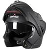 MOCOERL Casco da moto, casco apribile, casco integrale | Casco modulare | Uomo e donna | Con mentoniera rinforzata e doppia visiera | Certificazione ECE 22.06 | Nero opaco (L)