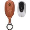 kwmobile Custodia Chiavi Vera Pelle Compatibile con Mercedes Benz con 3 tasti smart Custodia - Car Key Case con Anello Portachiavi - Accessori Auto - marrone chiaro
